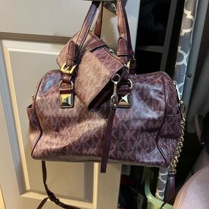 Michael Kors Mauve Satchel Bag Set
